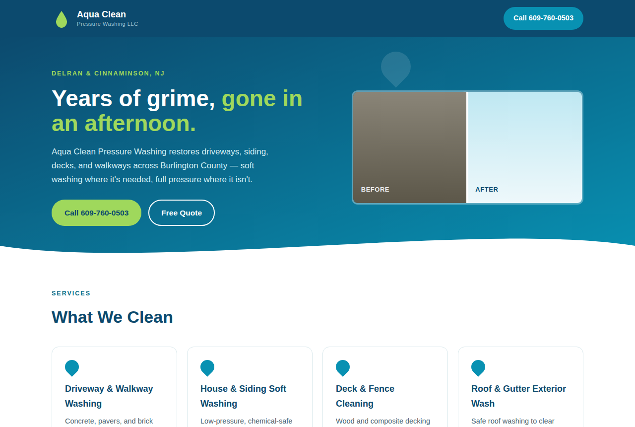 Aqua Clean Pressure Washing website preview