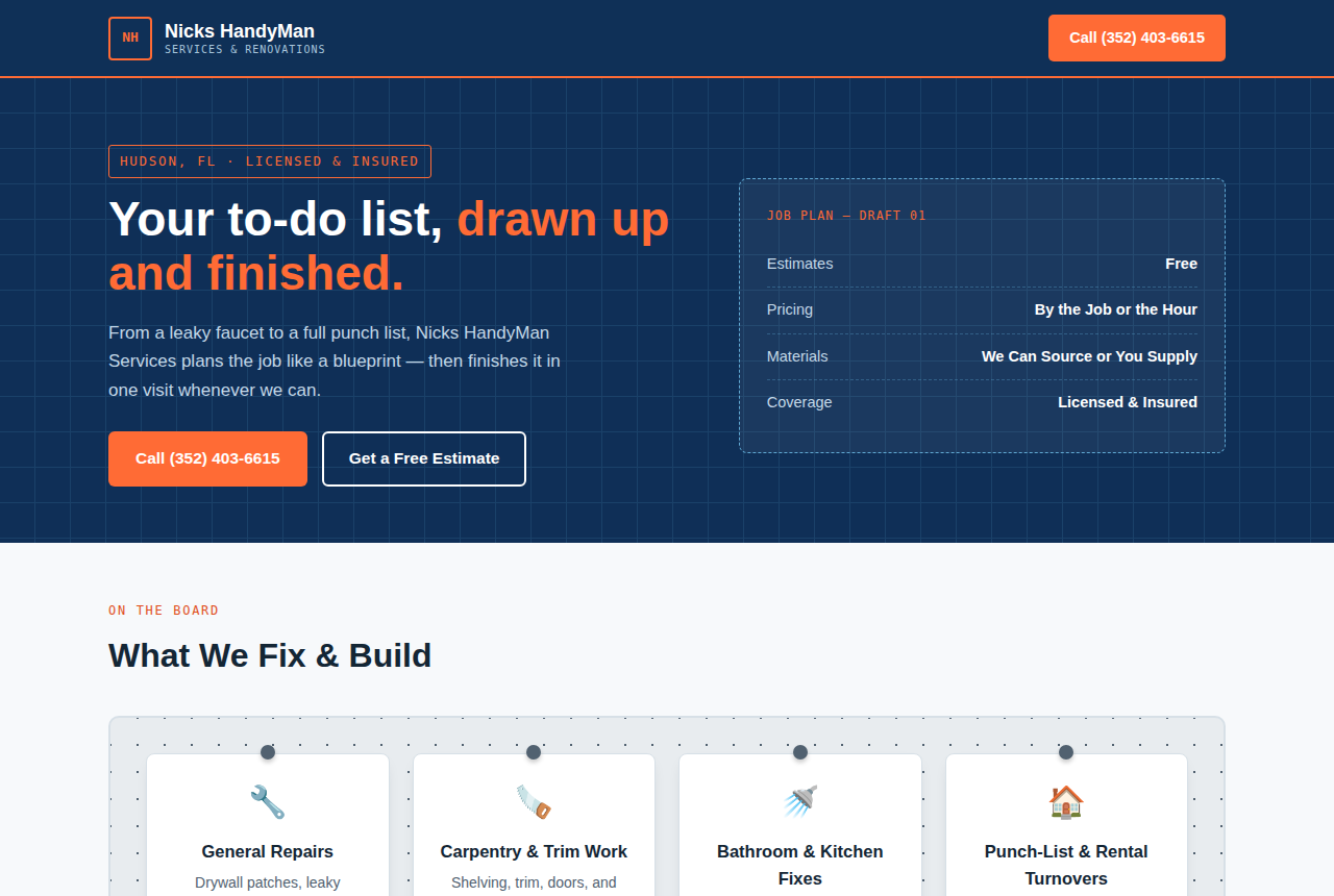 Nicks HandyMan Services website preview